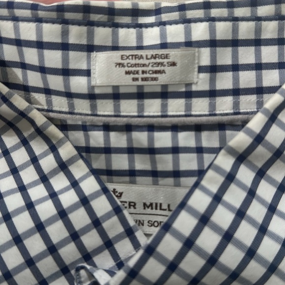 Peter Millar Crown Soft Blue Windowpane Performance button-up, XL - Picture 3 of 4